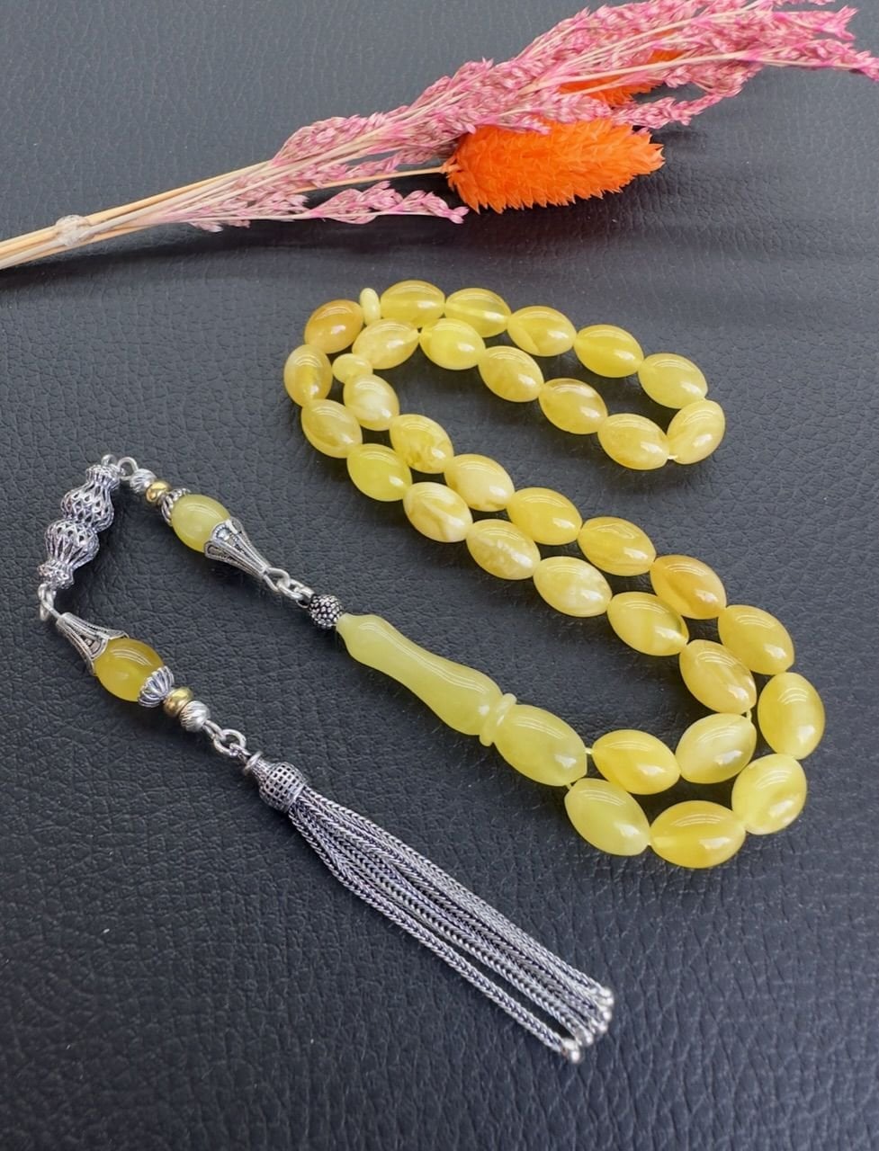 Beyzi Model Damla Kehribar Tesbih