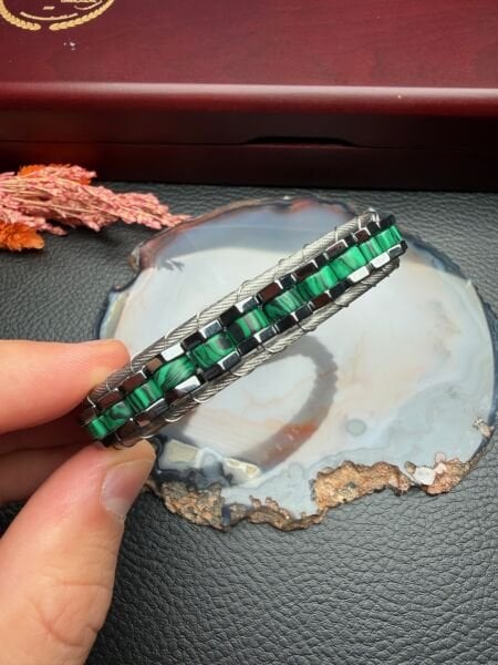 Malakit Doğal Taş Bileklik Hematit Dizayn