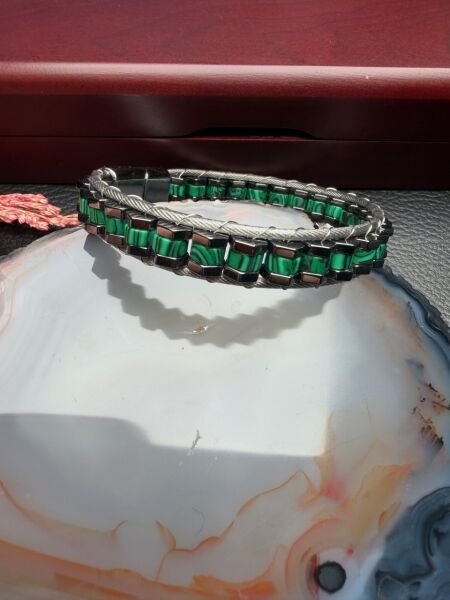 Malakit Doğal Taş Bileklik Hematit Dizayn