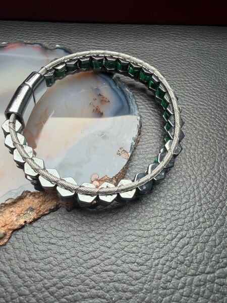 Malakit Doğal Taş Bileklik Hematit Dizayn