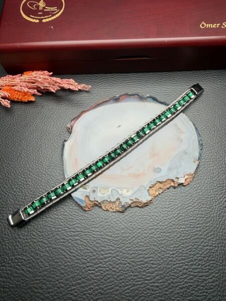 Malakit Doğal Taş Bileklik Hematit Dizayn