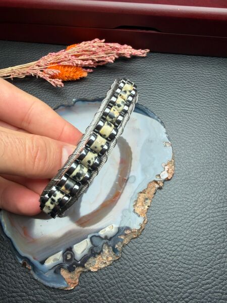 Dalmaçyalı Jasper Doğal Taş Bileklik Hematit Dizayn