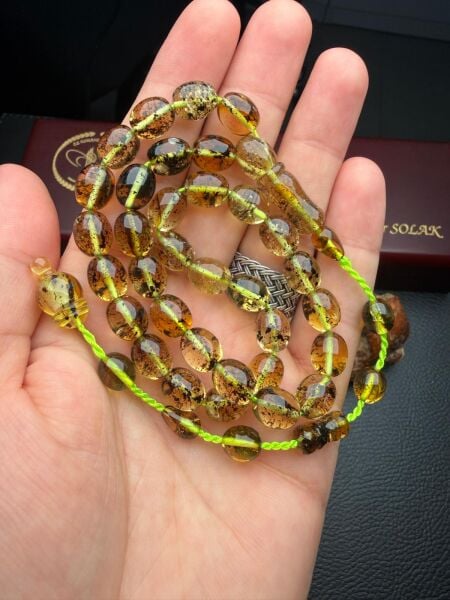 Fosilli Rus Kaya Damla Kehribar Tesbih