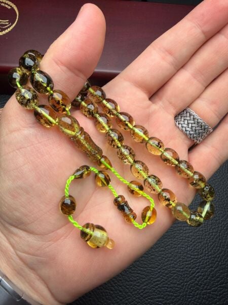 Fosilli Rus Kaya Damla Kehribar Tesbih