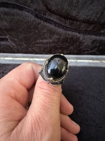 Özel Tasarım Oltu Taşı 925 Ayar Gümüş Erkek Yüzük