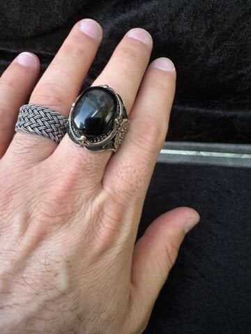 Özel Tasarım Oltu Taşı 925 Ayar Gümüş Erkek Yüzük