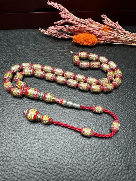 Kapsül Model Gravür İşleme Porselen Mineli Gümüş Tesbih