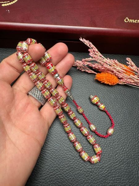 Kapsül Model Gravür İşleme Porselen Mineli Gümüş Tesbih