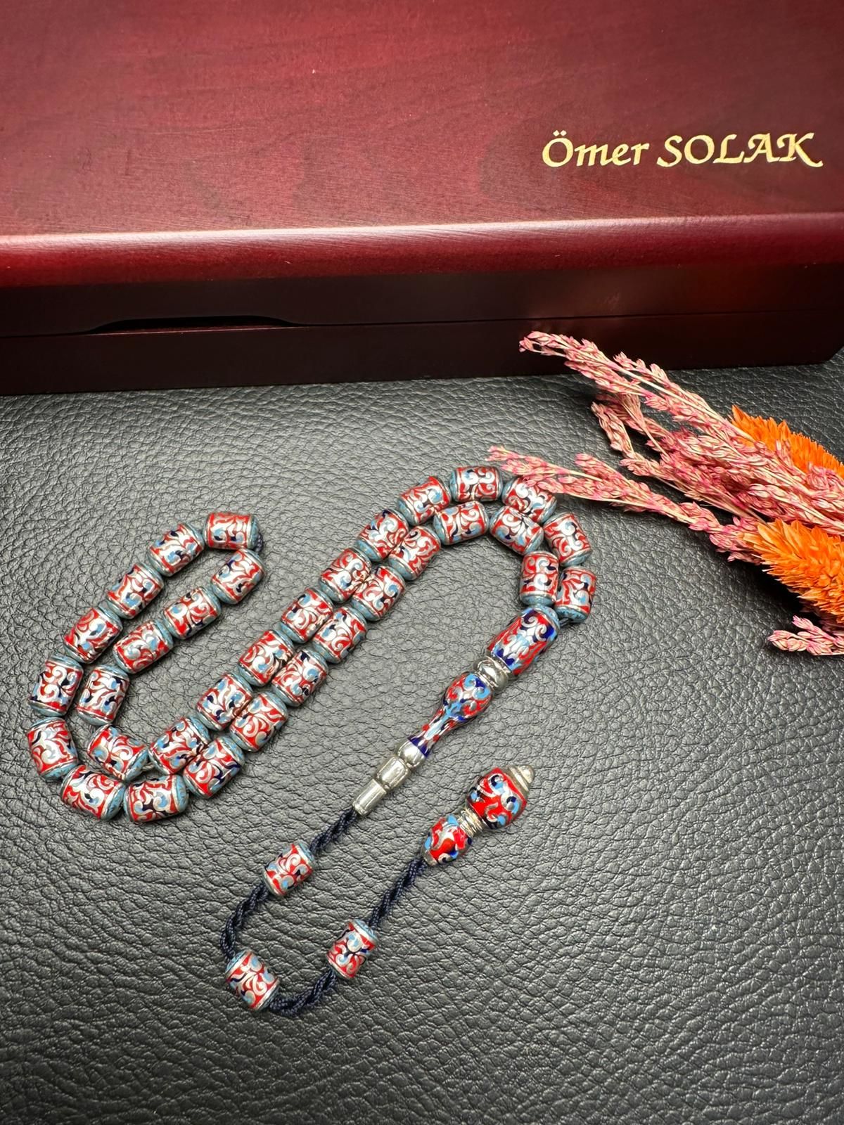 Kapsül Model Gravür İşleme Porselen Mineli Gümüş Tesbih