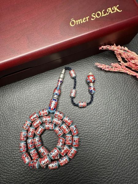 Kapsül Model Gravür İşleme Porselen Mineli Gümüş Tesbih