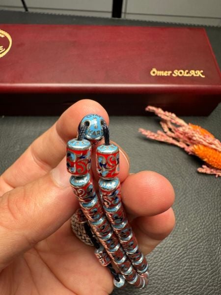 Kapsül Model Gravür İşleme Porselen Mineli Gümüş Tesbih