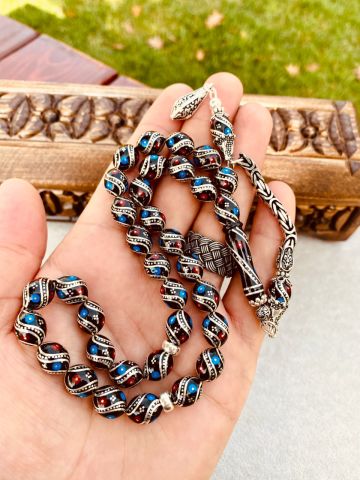 Beyzi Model Mercan ve Firuze İşlemeli Erzurum Oltu Tesbih