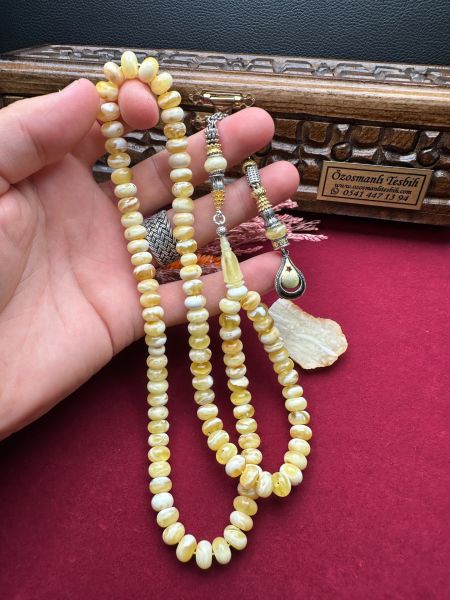 Basık Model 99'luk Damla Kehribar Tesbih