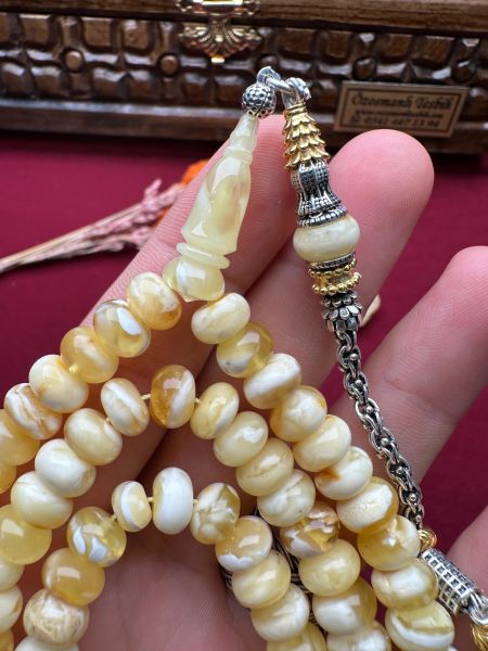 Basık Model 99'luk Damla Kehribar Tesbih