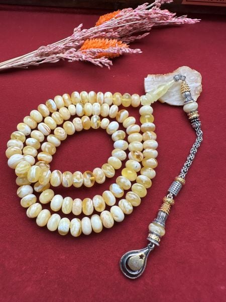 Basık Model 99'luk Damla Kehribar Tesbih