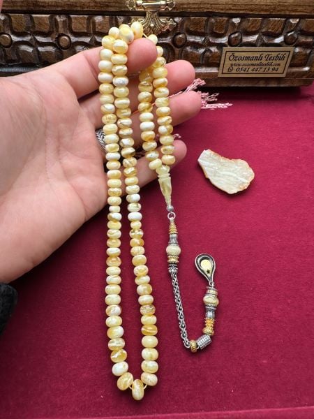 Basık Model 99'luk Damla Kehribar Tesbih