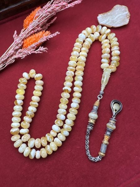 Basık Model 99'luk Damla Kehribar Tesbih