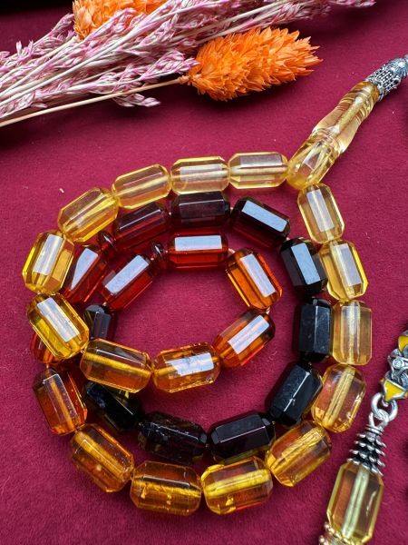 Kapsül Model Damla Kehribar Tesbih