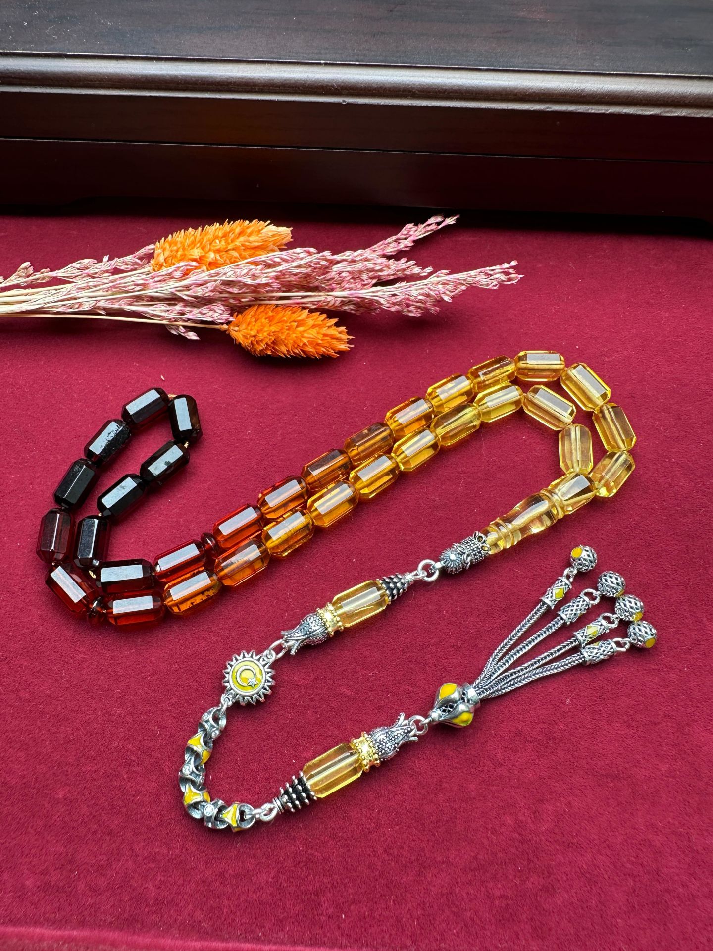 Kapsül Model Damla Kehribar Tesbih