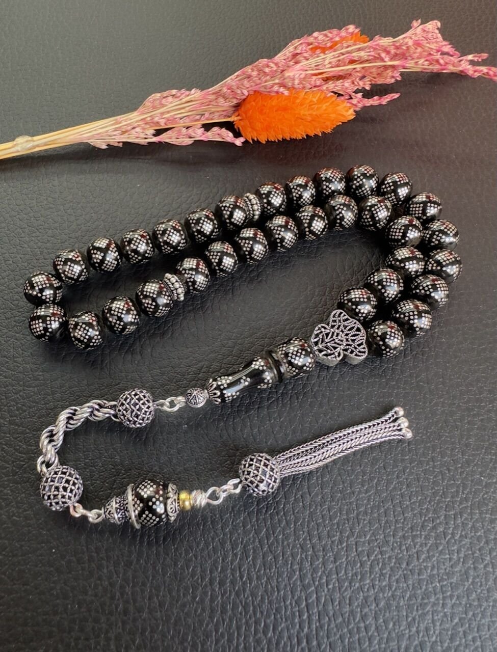 Küre Model Gümüş İşleme Gürcistan Taşı Tesbih