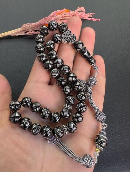 Küre Model Gümüş İşleme Gürcistan Taşı Tesbih