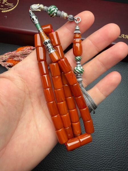 Kesme Model Çubuk Sıkma Kehribar Tesbih