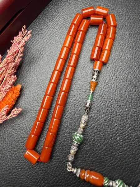 Kesme Model Çubuk Sıkma Kehribar Tesbih