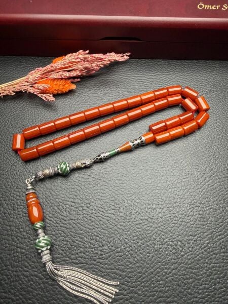 Kesme Model Çubuk Sıkma Kehribar Tesbih