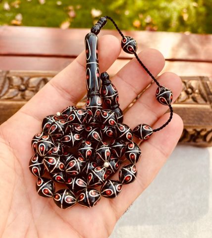 Tombul Beyzi Model Mercan  İşlemeli Erzurum Oltu Tesbih