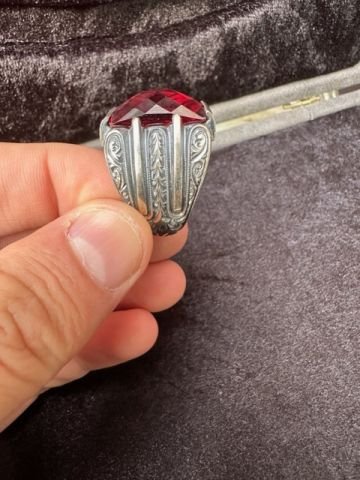 Zirkon Taşı Faseta Kesim Özel Tasarım 925 Ayar Gümüş Erkek Yüzük