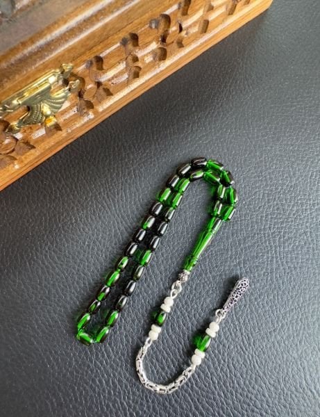 Yeşil Renk Sıkma Kehribar Tesbih