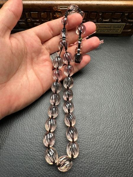 Badem Kesim Maskot(EFE) Model Kalem İşçilik Ateş Kehribar Tesbih