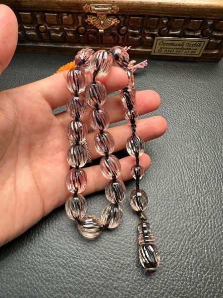 Badem Kesim Maskot(EFE) Model Kalem İşçilik Ateş Kehribar Tesbih