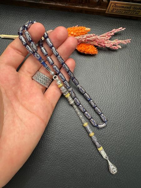 Kapsül Model Gümüş İşlemeli Ateş Kehribar Tesbih