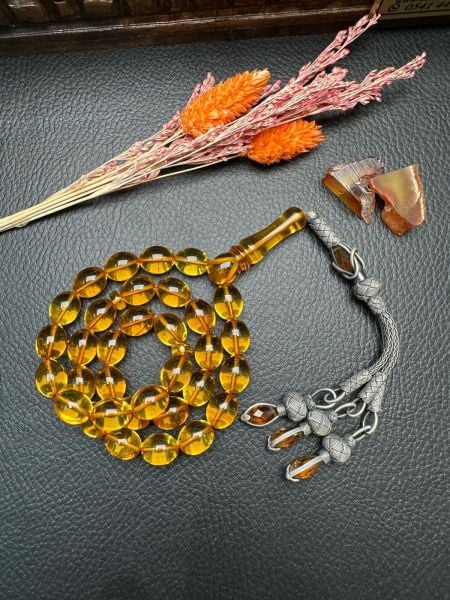 Rus Kaya Şeffaf Damla Kehribar Tesbih