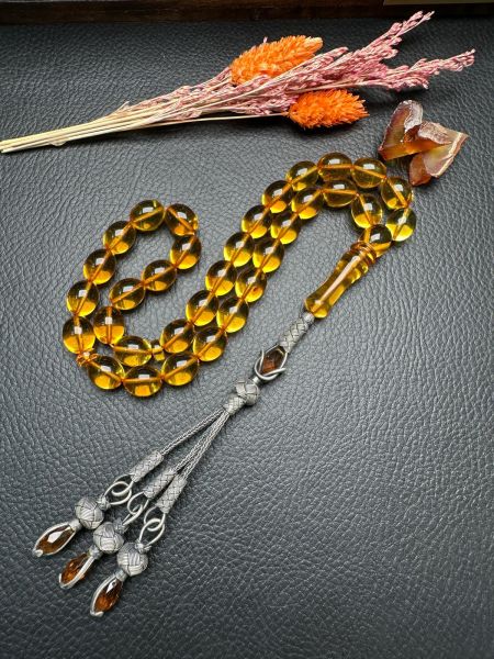 Rus Kaya Şeffaf Damla Kehribar Tesbih