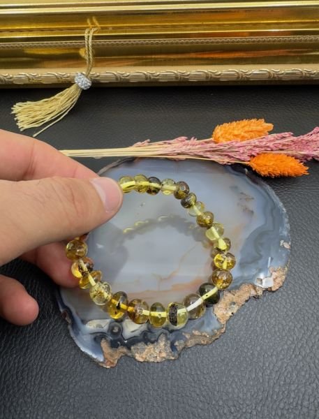 Fosilli Damla Kehribar Yetişkin Bileklik