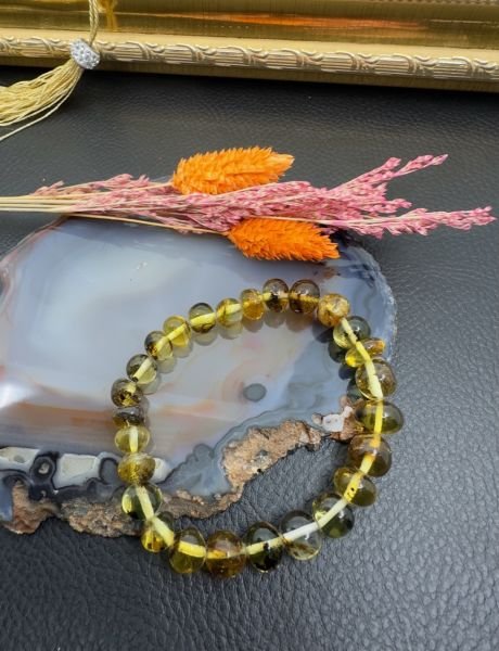 Fosilli Damla Kehribar Yetişkin Bileklik