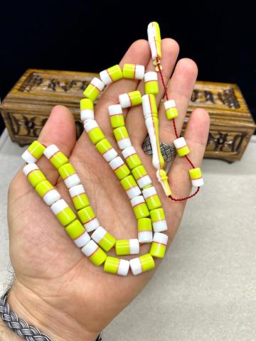 Kesme Model Beyaz Ve Yeşil Renk Arizona Firuze Tesbih