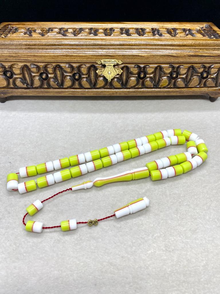 Kesme Model Beyaz Ve Yeşil Renk Arizona Firuze Tesbih