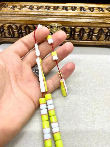 Kesme Model Beyaz Ve Yeşil Renk Arizona Firuze Tesbih