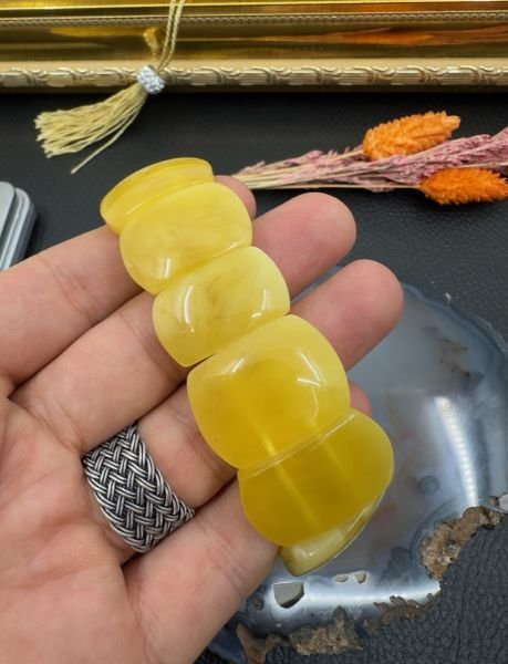 Rolex Model Damla Kehribar Yetişkin Bileklik