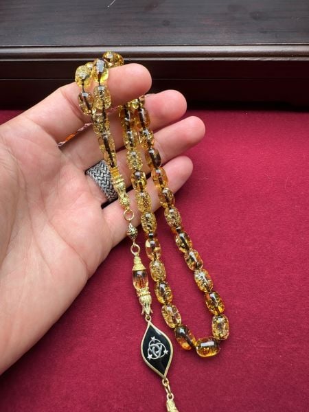 Şeffaf Kapsül Model Damla Kehribar Tesbih