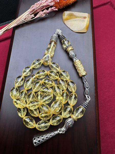 Şeffaf Beyzi Model Damla Kehribar Tesbih