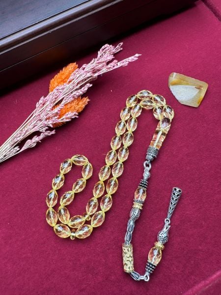 Şeffaf Beyzi Model Damla Kehribar Tesbih