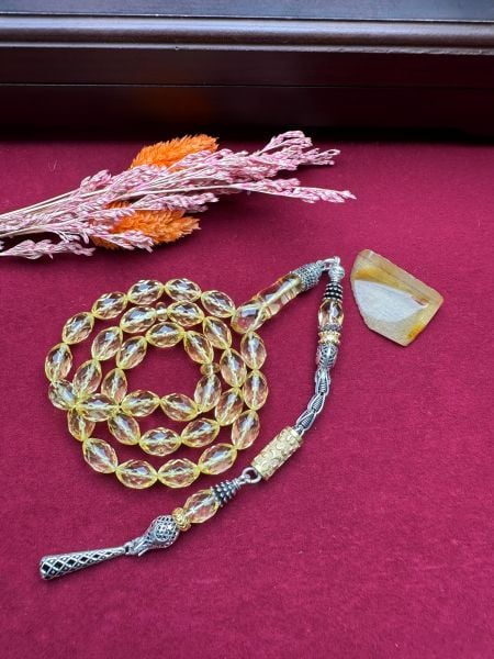 Şeffaf Beyzi Model Damla Kehribar Tesbih