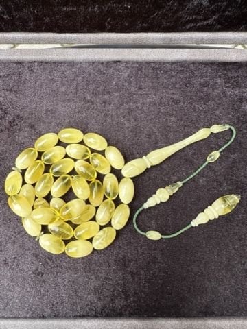 Ahmed Levent İşçiliği Badem Model Damla Kehribar Tesbih