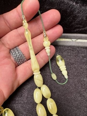 Ahmed Levent İşçiliği Badem Model Damla Kehribar Tesbih