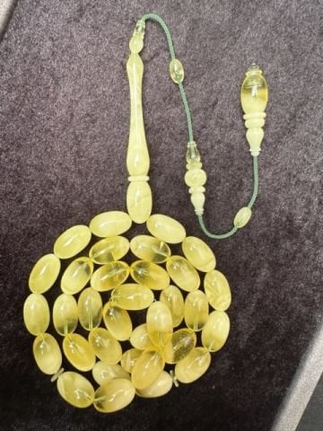 Ahmed Levent İşçiliği Badem Model Damla Kehribar Tesbih