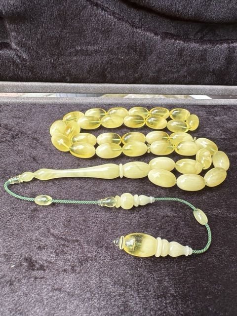 Ahmed Levent İşçiliği Badem Model Damla Kehribar Tesbih